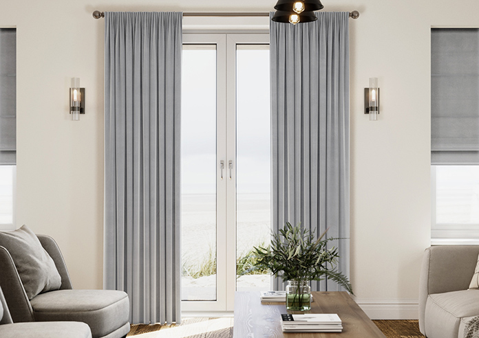 Luxe Velvet (Blackout) Pencil Pleat, Silver Grey - Ready Made Curtains - Image 3